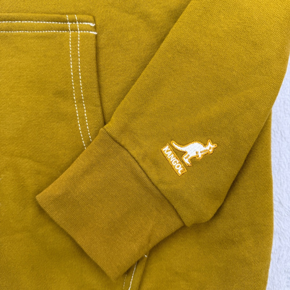 Kangol Hoodie Mens XL Mustard Yellow Embroidered Kangaroo Logo Streetwear‎ - Picture 4 of 10